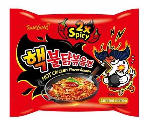  /    "Hot chicken flavor ramen 2x spicy"